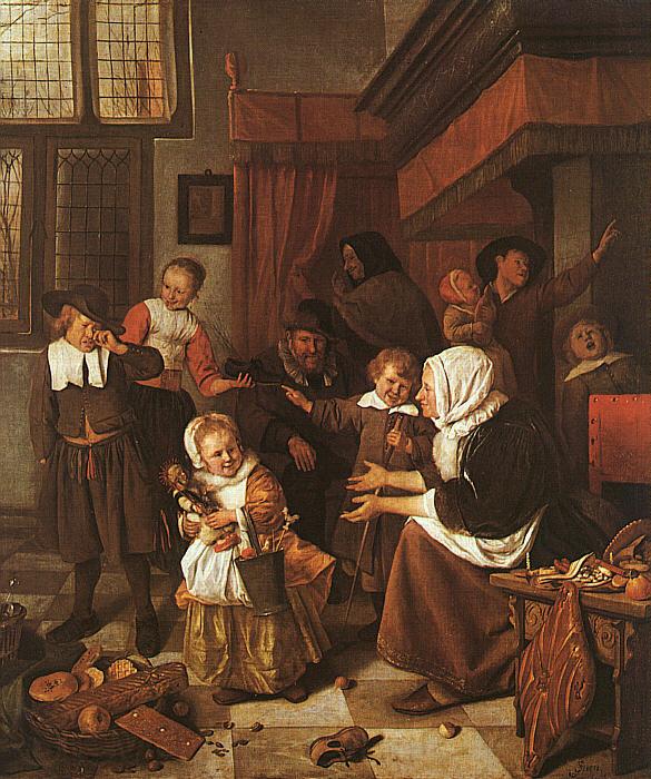 Jan Steen The Feast of St.Nicholas Norge oil painting art